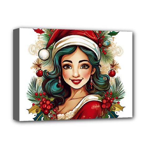 Young Woman With Santa Claus Clothes Isolated Illustration Wb Deluxe Canvas 16  X 12  (stretched) 