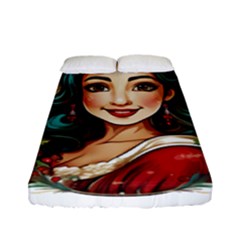 Young Woman With Santa Claus Clothes Isolated Illustration Wb Fitted Sheet (full/ Double Size)