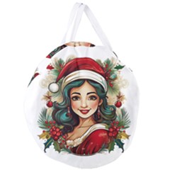 Young Woman With Santa Claus Clothes Isolated Illustration Wb Giant Round Zipper Tote