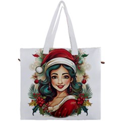 Young Woman With Santa Claus Clothes Isolated Illustration Wb Canvas Travel Bag