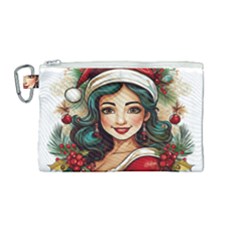 Young Woman With Santa Claus Clothes Isolated Illustration Wb Canvas Cosmetic Bag (medium) by dflcprintsclothing