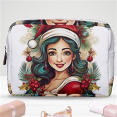 Young Woman With Santa Claus Clothes Isolated Illustration Wb Make Up Pouch (medium)