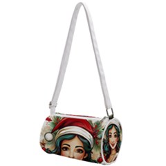 Young Woman With Santa Claus Clothes Isolated Illustration Wb Mini Cylinder Bag