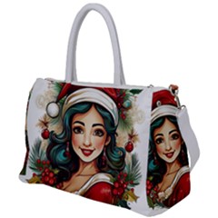 Young Woman With Santa Claus Clothes Isolated Illustration Wb Duffel Travel Bag