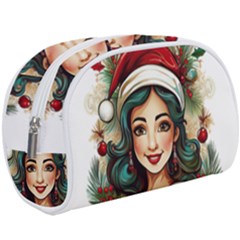 Young Woman With Santa Claus Clothes Isolated Illustration Wb Make Up Case (large)