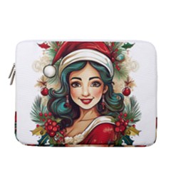 Young Woman With Santa Claus Clothes Isolated Illustration Wb 14  Vertical Laptop Sleeve Case With Pocket by dflcprintsclothing