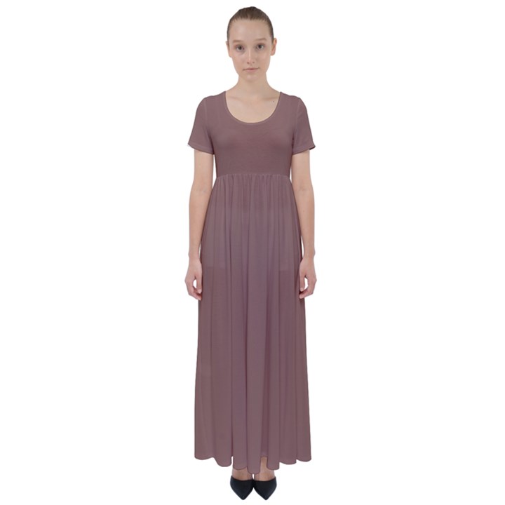 Mocha Mousse Hex Code #a47864 High Waist Short Sleeve Maxi Dress