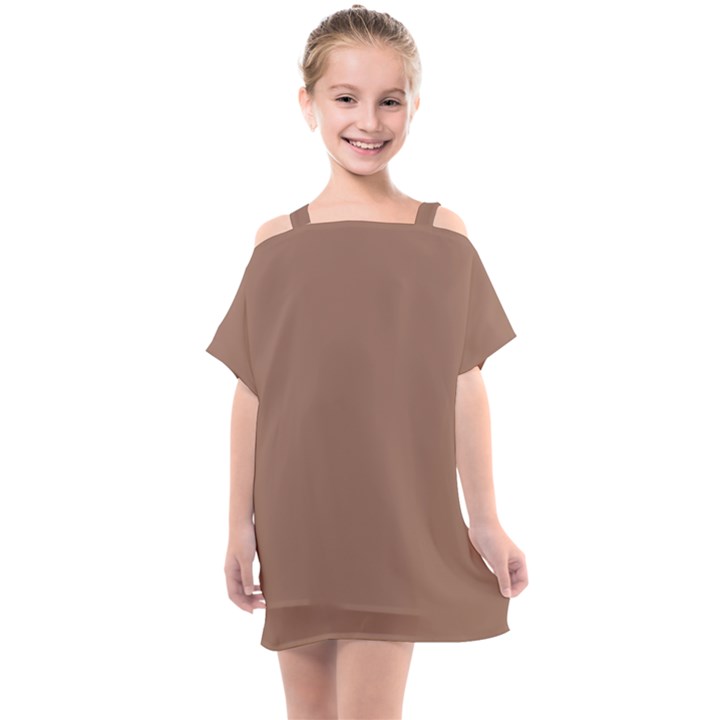 Mocha Mousse Hex Code #a47864 Kids  One Piece Chiffon Dress