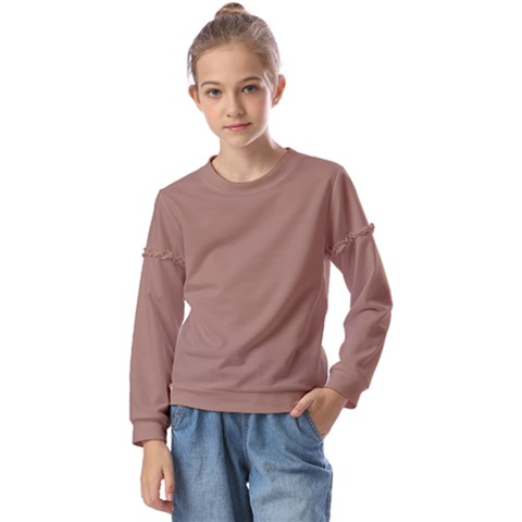 Mocha Mousse Hex Code #a47864 Kids  Long Sleeve T-shirt With Frill  by dressshop