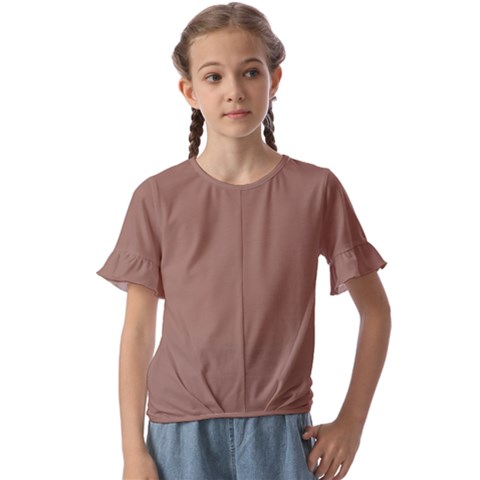 Mocha Mousse Hex Code #a47864 Kids  Cuff Sleeve Scrunch Bottom T-shirt by dressshop