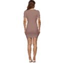 Mocha Mousse Hex Code #a47864 Low Cut Cap Sleeve Mini Dress View4