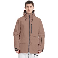 Mocha Mousse Hex Code #a47864 Men s Multi Pockets Zip Ski And Snowboard Waterproof Breathable Jacket