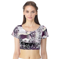 Marina Paper Cut Short Sleeve Crop Top