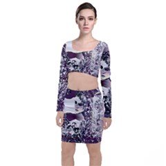 Marina Paper Cut Long Sleeve Crop Top & Bodycon Skirt Set