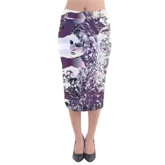 Marina Paper Cut Velvet Midi Pencil Skirt