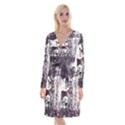 Marina Paper Cut Long Sleeve Velvet Front Wrap Dress View1