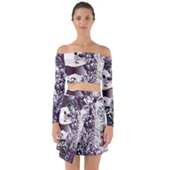 Marina Paper Cut Off Shoulder Top With Skirt Set