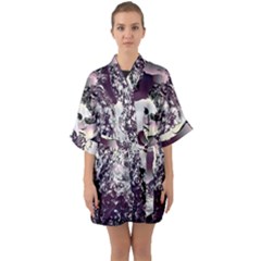 Marina Paper Cut Half Sleeve Satin Kimono 