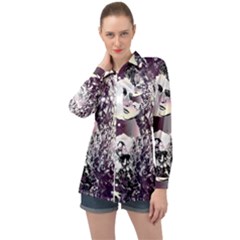 Marina Paper Cut Long Sleeve Satin Shirt