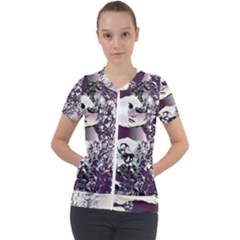 Marina Paper Cut Short Sleeve Zip Up Jacket