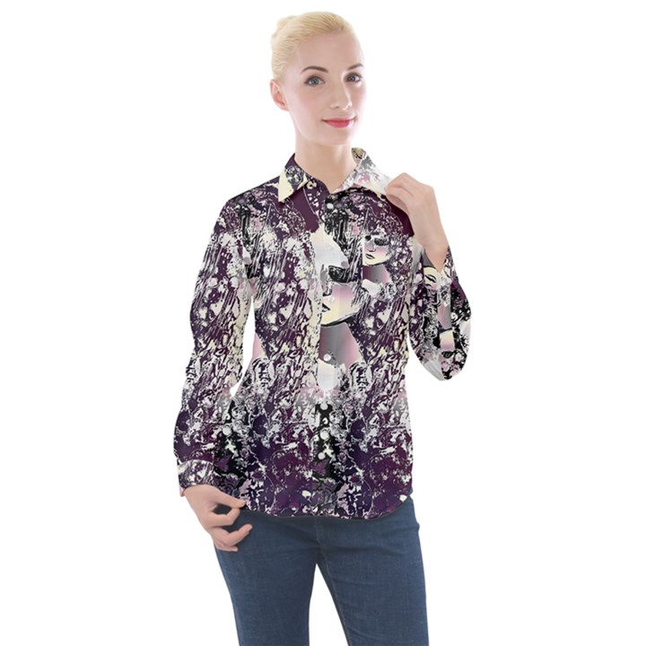 Marina Paper Cut Women s Long Sleeve Pocket Shirt