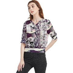 Marina Paper Cut Quarter Sleeve Blouse