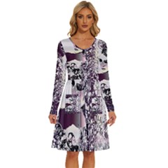 Marina Paper Cut Long Sleeve Dress With Pocket