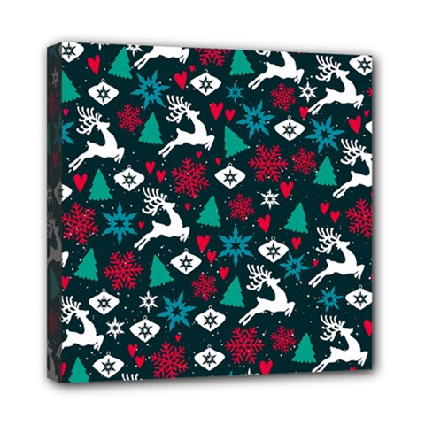 Holiday Season Pattern December Happy Holidays Merry Christmas Winter Family Festive New Year Mini Canvas 8  X 8  (stretched)