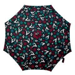 Holiday Season Pattern December Happy Holidays Merry Christmas Winter Family Festive New Year Hook Handle Umbrellas (medium) by Maspions