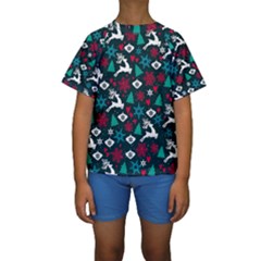 Holiday Season Pattern December Happy Holidays Merry Christmas Winter Family Festive New Year Kids  Short Sleeve Swimwear