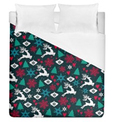 Holiday Season Pattern December Happy Holidays Merry Christmas Winter Family Festive New Year Duvet Cover (queen Size)