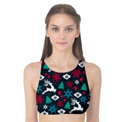 Holiday Season Pattern December Happy Holidays Merry Christmas Winter Family Festive New Year Tank Bikini Top