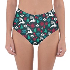 Holiday Season Pattern December Happy Holidays Merry Christmas Winter Family Festive New Year Reversible High-waist Bikini Bottoms by Maspions