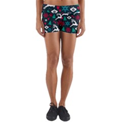 Holiday Season Pattern December Happy Holidays Merry Christmas Winter Family Festive New Year Yoga Shorts