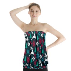 Holiday Season Pattern December Happy Holidays Merry Christmas Winter Family Festive New Year Strapless Top