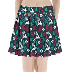 Holiday Season Pattern December Happy Holidays Merry Christmas Winter Family Festive New Year Pleated Mini Skirt