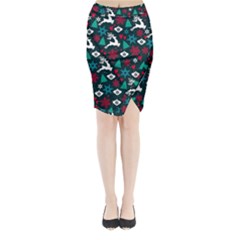 Holiday Season Pattern December Happy Holidays Merry Christmas Winter Family Festive New Year Midi Wrap Pencil Skirt