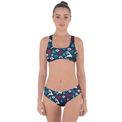 Holiday Season Pattern December Happy Holidays Merry Christmas Winter Family Festive New Year Criss Cross Bikini Set