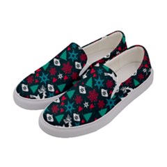 Holiday Season Pattern December Happy Holidays Merry Christmas Winter Family Festive New Year Women s Canvas Slip Ons by Maspions