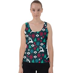 Holiday Season Pattern December Happy Holidays Merry Christmas Winter Family Festive New Year Velvet Tank Top