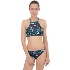 Holiday Season Pattern December Happy Holidays Merry Christmas Winter Family Festive New Year Halter Bikini Set