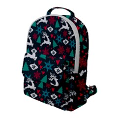 Holiday Season Pattern December Happy Holidays Merry Christmas Winter Family Festive New Year Flap Pocket Backpack (large)