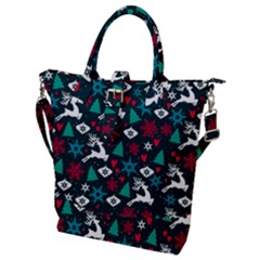 Holiday Season Pattern December Happy Holidays Merry Christmas Winter Family Festive New Year Buckle Top Tote Bag