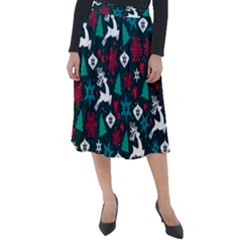 Holiday Season Pattern December Happy Holidays Merry Christmas Winter Family Festive New Year Classic Velour Midi Skirt 