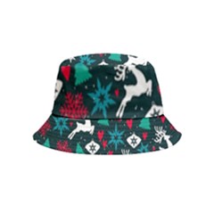 Holiday Season Pattern December Happy Holidays Merry Christmas Winter Family Festive New Year Bucket Hat (kids)