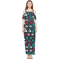 Holiday Season Pattern December Happy Holidays Merry Christmas Winter Family Festive New Year Draped Sleeveless Chiffon Jumpsuit