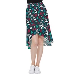 Holiday Season Pattern December Happy Holidays Merry Christmas Winter Family Festive New Year Frill Hi Low Chiffon Skirt