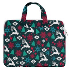 Holiday Season Pattern December Happy Holidays Merry Christmas Winter Family Festive New Year Macbook Pro 15  Double Pocket Laptop Bag 