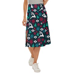 Holiday Season Pattern December Happy Holidays Merry Christmas Winter Family Festive New Year Midi Panel Skirt