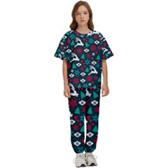 Holiday Season Pattern December Happy Holidays Merry Christmas Winter Family Festive New Year Kids  T-shirt And Pants Sports Set